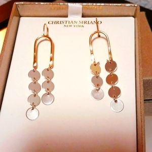 CRISTIAN SIRIANO Chandelier Earrings NWT, Gold and Silver Plated